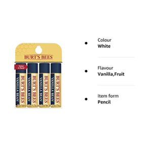 Burt's Bees 100% Natural Moisturizing Lip Balm, Vanilla Bean - 4 Tubes