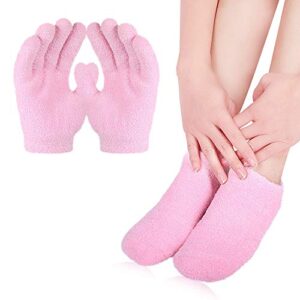 Moisturizing Socks & Gloves for Moisturize Soften Repairing Dry Cracked Hands Feet Skin Care (Pink, Glove+Sock)