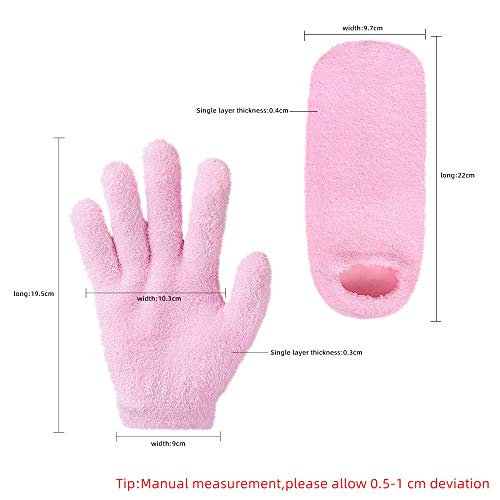 Moisturizing Socks & Gloves for Moisturize Soften Repairing Dry Cracked Hands Feet Skin Care (Pink, Glove+Sock)