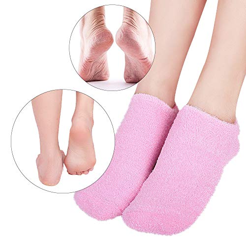 Moisturizing Socks & Gloves for Moisturize Soften Repairing Dry Cracked Hands Feet Skin Care (Pink, Glove+Sock)