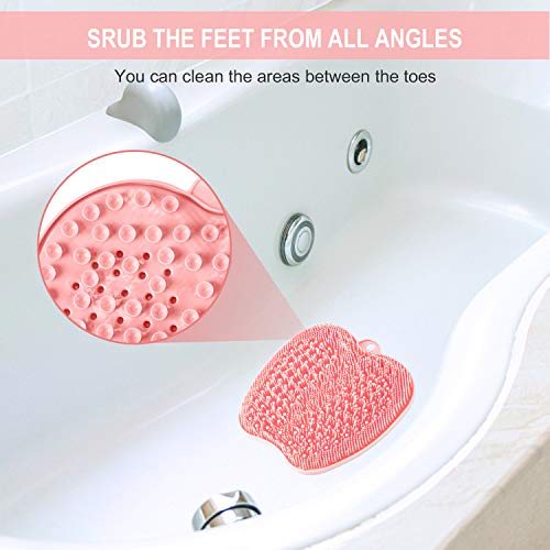 BESKAR Shower Foot Scrubber XL Larger Size Mat with Non-Slip Suction Cups - Cleans, Smooths, Exfoliates & Massages Your Feet Without Bending, Improve Foot Circulation & Cleaner Dead Skin Remover