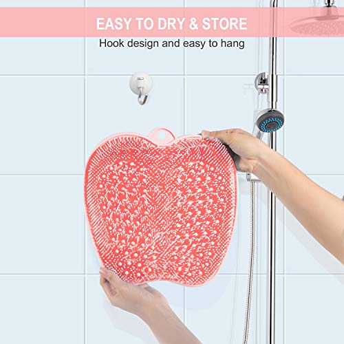 BESKAR Shower Foot Scrubber XL Larger Size Mat with Non-Slip Suction Cups - Cleans, Smooths, Exfoliates & Massages Your Feet Without Bending, Improve Foot Circulation & Cleaner Dead Skin Remover