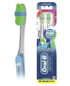 oral-b indicator color collection toothbrushes, medium, 2 count