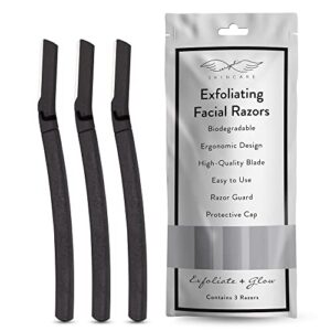 Seraphic Skincare Exfoliating Facial Razor - Eyebrow, Face Razors for Women - Dermaplaning Tool Removes Dead Surface Skin, Unwanted Facial Hair - Swedish Stainless Steel Blade (3-Pack)