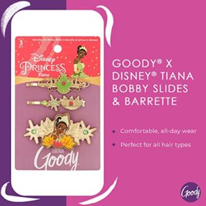 GOODY Bobby Pin and Barrette Set - Disney Princess, Tiana - Slideproof Rhinestone Bobbies - Hair Accessories for Men, Women, Boys & Girls - Style With Ease & Keep Your Hair Secured - All Hair Types