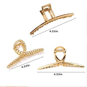 Mehayi 3 PCS Metal Large Hair Claw Clips for Thick Heavy Hair, Big Non-Slip Hair Catch Barrette Jaw Clamp, Strong Hold Claw Barrettes for Long Hair, Fashion Hair Styling Accessories for Women Girls