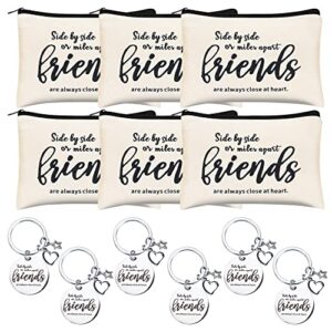 12 pieces friend appreciation gifts set 6 good friend gifts cosmetic bag and 6 good friend keychains appreciation funny long distance friendship gifts, christmas gifts for best soul sister