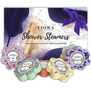 shower bombs aromatherapy gift set- 6 shower steamers vapor tablets with organic essential oils for stress relief, vaporizing spa shower, bath bomb for shower, shower melts – selfcare gift for her