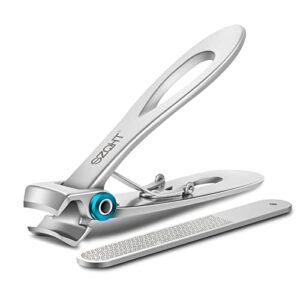 szqht 15mm wide jaw opening nail clippers for thick nails,finger nail clippers for ingrown toenail clippers for men,tough nails, seniors, adults.deluxe sturdy stainless steel big(silver)