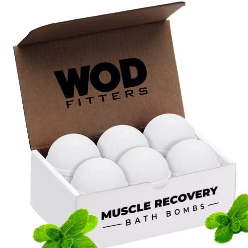 Bath Bombs with Epsom Salt, Peppermint and Baking Soda - Scientifically Formulated for Muscle Recovery - All Natural Fast Relief from Muscle Soreness After Workouts - Handmade in USA - 6 Pack/Set