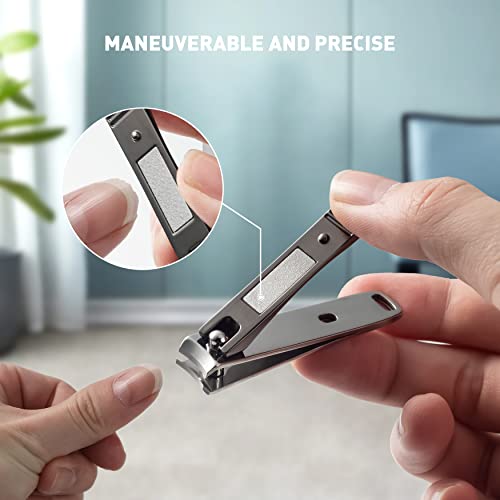 BEZOX Nail Clipper Set, Ergonomic Toenail Clippers with Non-Slip Design, Professional Fingernail Clipper for Men and Women with Nail File and Delicate Tin Case, 2 Pcs