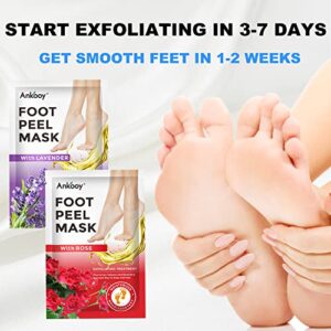 5 Pack Foot Peel Mask, Exfoliator Peel Off Calluses Dead Skin Callus Remover,Foot Mask for Dry Cracked Feet Soft Exfoliating Foot Mask Peel with Lavender and Rose Gel for Men and Women Feet Peeling Mask