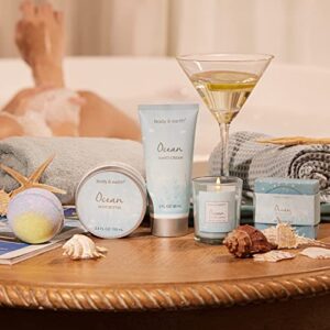 Spa Gifts for Women,Bath Set with Ocean Scented Spa Gifts Box for Her,Includes Scented Candle,Body Butter,Hand Cream,Bath Bar and Bomb,5 Pcs Bath Set,Gifts Set for Women,Mom,Mother's Day Gifts