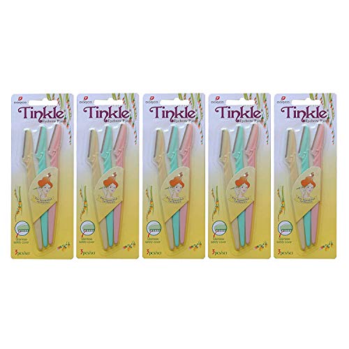 TINKLE DORCO EYEBROW RAZOR, 5 PACKS (15 RAZORS) | DERMAPLANING RAZOR TOOL | HOLIDAY STOCKING STUFFERS