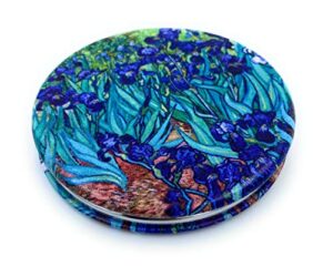 aeisage pocket mirror for women small travel mirror magnifying van gogh irises flower purse mirror compact unique gift for artistic mom diameter 2.75 x 0.4 thickness