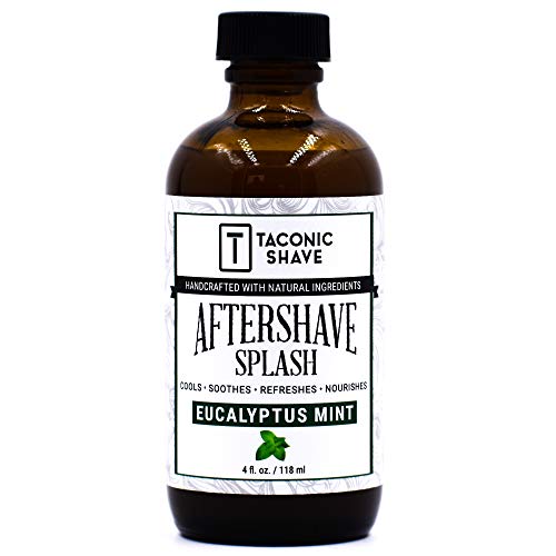 Taconic Shave, Natural Aftershave Splash 4oz. - Eucalyptus Mint - Skin Cooling, Refreshing and Moisturizing After-Shave Liquid Formula with All-Natural Ingredients - Artisan Made in the USA