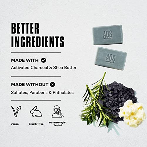 Art of Sport Men’s Bar Soap, Charcoal Activated Hand, Face and Body Soap, Citrus Fragrance, Made with Natural Botanicals, Moisturizing Tea Tree Soap, Made for Athletes, Compete Scent, 3.75 Ounce (Pack of 4)