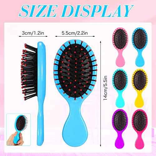 Epakh 6 Pack Mini Wet Hair Brush Travel Detangling Kids Detangler Brushes Toddler Baby Small Soft Bristle for Women Girls Dry Curly Hair, Colors, Assorted,Yellow,Blue,Green,Red,Pink,Purple