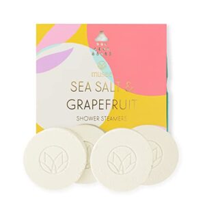 Musee Shower Steamers - Sea Salt and Grapefruit | Relaxing Aromatherapy Shower Steamer Set | Spa Gift for Women and Men|Perfect Birthday Gifts | Hand Made in The USA |Contains 4 Shower Bombs