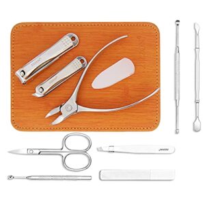 ZIZZON Manicure Set Professional Stainless Steel Toenail and Fingernail Clippers Set 9 in1 Pedicure and Grooming kit with Travel Case (Orange)