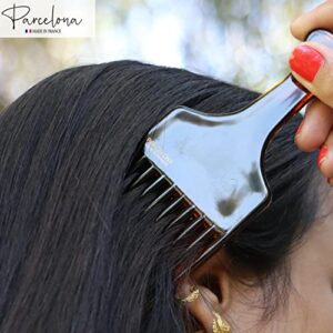 Parcelona French Afro Lift Tortoise Shell Brown Extra Large 6” Celluloid Set of 2 Salon Style Hairdressing Long Teeth Metal Free Hair Pick Combs for Women and Girls