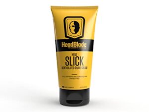headblade headslick shave cream 5 oz for smooth head shaving for bald men, helps with irritation, redness, & razor burn