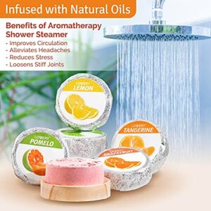 Essential Oil Shower Steamer Set, Vaporizing Shower Tablets with Holder, 7 Shower Bombs in Citrus Flavors, Aromatherapy Shower Steamers, Vapor Steam for Daily Use, Relaxation Gifts for Women