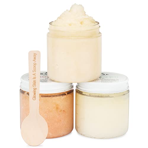 Bare Botanics Body Scrub Gift Set – Gentle Exfoliator & Super Moisturizer | Includes a Wooden Spoon | All Natural, No Synthetic Fragrances, No Nut Oils, Ready to Gift