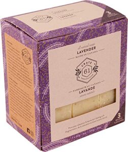 crate 61, vegan natural bar soap, lavender, 3 pack, handmade soap with premium essential oils, cold pressed face and body bar soap for men and women (4 oz, 3 bars) lavender 3 pack
