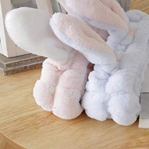 Women Fashion Soft Flannel Bunny Ear Makeup Cosmetic Shower Elastic Headband 2Pcs