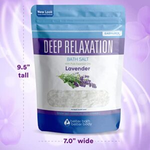 Deep Relaxation Bath Salt 32 Ounces Epsom Salt with Natural Lavender Essential Oil Plus Vitamin C in BPA Free Pouch with Easy Press-Lock Seal