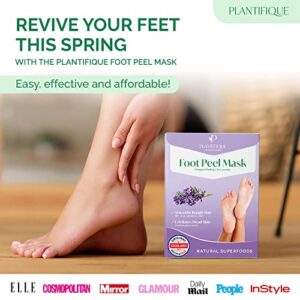 PLANTIFIQUE Foot Peel Mask with Lavender 2 Pack Peeling Foot Mask Dermatologically Tested - Repairs Heels, Removes Dead Skin for Baby Soft Feet - Exfoliating Foot Peel Mask for Dry Cracked Feet