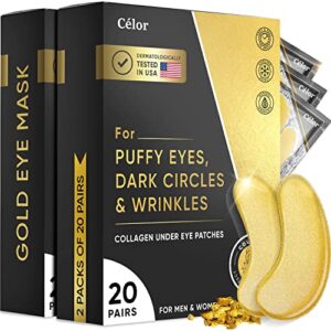 under eye patches (40 pairs) – eye mask gold – under eye mask amino acid & collagen skin care, eye patches for puffy eyes, eye masks for dark circles and puffiness, under eye masks for self care – eye mask for bachelorette party