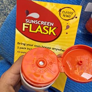 Sunscreen Flask - 10oz Hidden Alcohol Flask Lets You Take Booze Anywhere Includes FREE Funnel and Extra Leak-Proof Safety Seals For Secret Flasks by Classy Wino Always Drink Responsibly - Set of 2