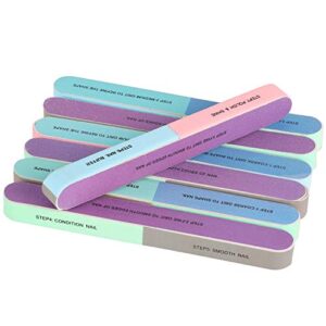 12 pieces 7 way nail file and buffer block professional nail buffering files 7 steps washable emery boards for acrylic nails