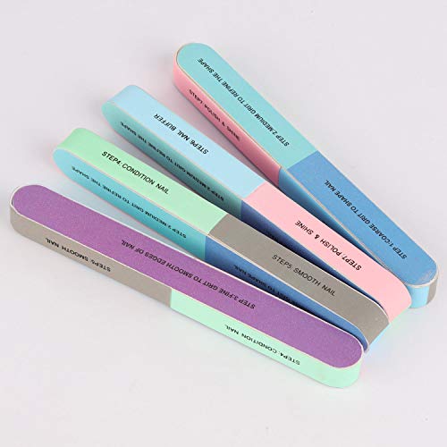 12 Pieces 7 Way Nail File and Buffer Block Professional Nail Buffering Files 7 Steps Washable Emery Boards for Acrylic Nails