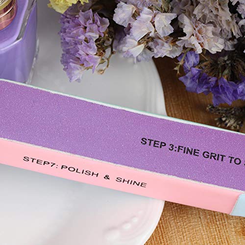 12 Pieces 7 Way Nail File and Buffer Block Professional Nail Buffering Files 7 Steps Washable Emery Boards for Acrylic Nails