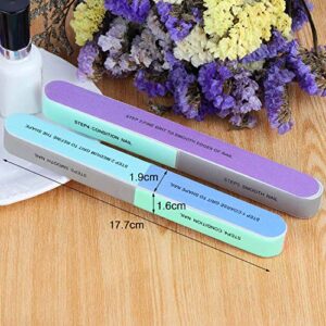 12 Pieces 7 Way Nail File and Buffer Block Professional Nail Buffering Files 7 Steps Washable Emery Boards for Acrylic Nails