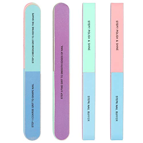 12 Pieces 7 Way Nail File and Buffer Block Professional Nail Buffering Files 7 Steps Washable Emery Boards for Acrylic Nails