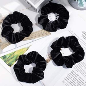 Whaline 12 Pieces Hair Scrunchies Velvet Elastics Scrunchy Bobbles Soft Hair Bands Hair Ties (Black)