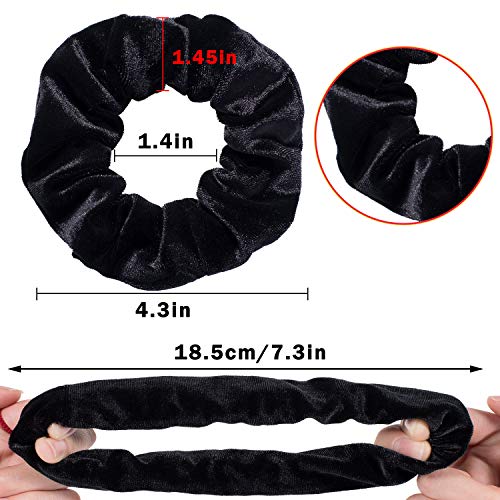 Whaline 12 Pieces Hair Scrunchies Velvet Elastics Scrunchy Bobbles Soft Hair Bands Hair Ties (Black)