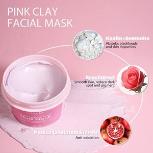 LIYALAN Face Clay Mask Set(1.76 oz/4 pack),Matcha Facial Mud Mask, Eggplant Rose Face Mask Skin Care, Turmeric Acne Facial Masks Gifts for Women, Deep Cleansing(Pink)