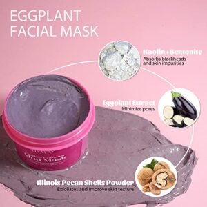 LIYALAN Face Clay Mask Set(1.76 oz/4 pack),Matcha Facial Mud Mask, Eggplant Rose Face Mask Skin Care, Turmeric Acne Facial Masks Gifts for Women, Deep Cleansing(Pink)