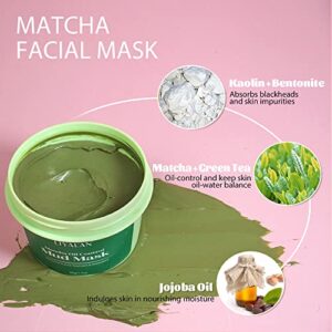 LIYALAN Face Clay Mask Set(1.76 oz/4 pack),Matcha Facial Mud Mask, Eggplant Rose Face Mask Skin Care, Turmeric Acne Facial Masks Gifts for Women, Deep Cleansing(Pink)