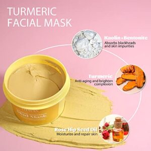 LIYALAN Face Clay Mask Set(1.76 oz/4 pack),Matcha Facial Mud Mask, Eggplant Rose Face Mask Skin Care, Turmeric Acne Facial Masks Gifts for Women, Deep Cleansing(Pink)