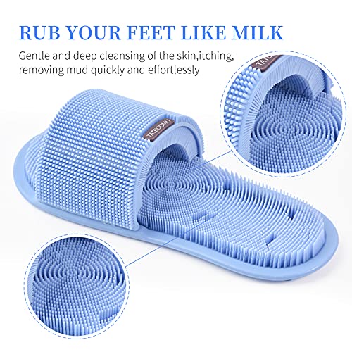 TATBOOMU Shower Foot Scrubber,Soft Silicone Bristles with Non-Slip Suction Cups - Cleans,Smooths,Exfoliates & Massages Your Feet Without Bending,Improve Circulation & Soothes Tired Feet (1PCS Blue)