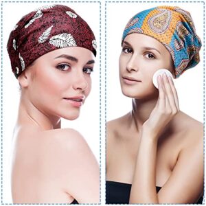 6 Pieces Satin Lined Sleep Cap for Women African Silk Bonnet Beanie for Sleeping Hair Natural Curly Hat (Elegant Patterns)