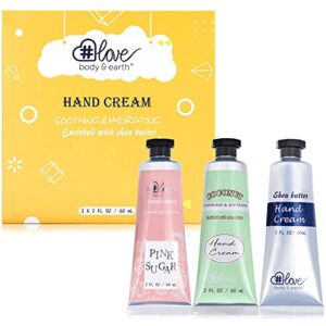 hand cream gift set – hand cream set for women, shea butter hand care cream for dry hands, 3×2.0 oz travel size hand lotion set, christmas gift set for women