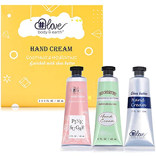 Hand Cream Gift Set - Hand Cream Set for Women, Shea Butter Hand Care Cream for Dry Hands, 3x2.0 oz Travel Size Hand Lotion Set, Christmas Gift Set for Women