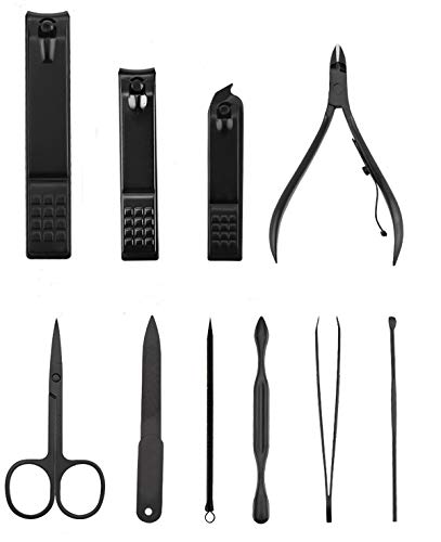 Manicure Set-Stainless Steel Nail Care Set-Professional Ingrown Toenail Clipper Grooming Tool-Pedicure Kit & Toe Nail Cutter-Thick Nail Scissors Toiletries with Cuticle Trimmer (Black&Red 18 In 1)